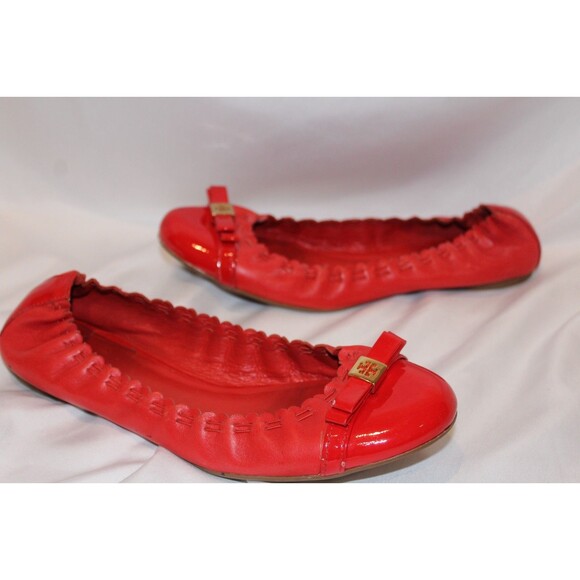 Tory Burch Romy Leather Ballet Flats Red SZ 8 - Picture 6 of 6
